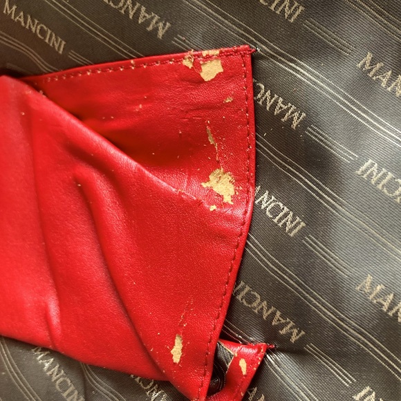 Mancini Red Leather Triple Compartment Briefcase for 15” Laptop/Tablet - Picture 13 of 16